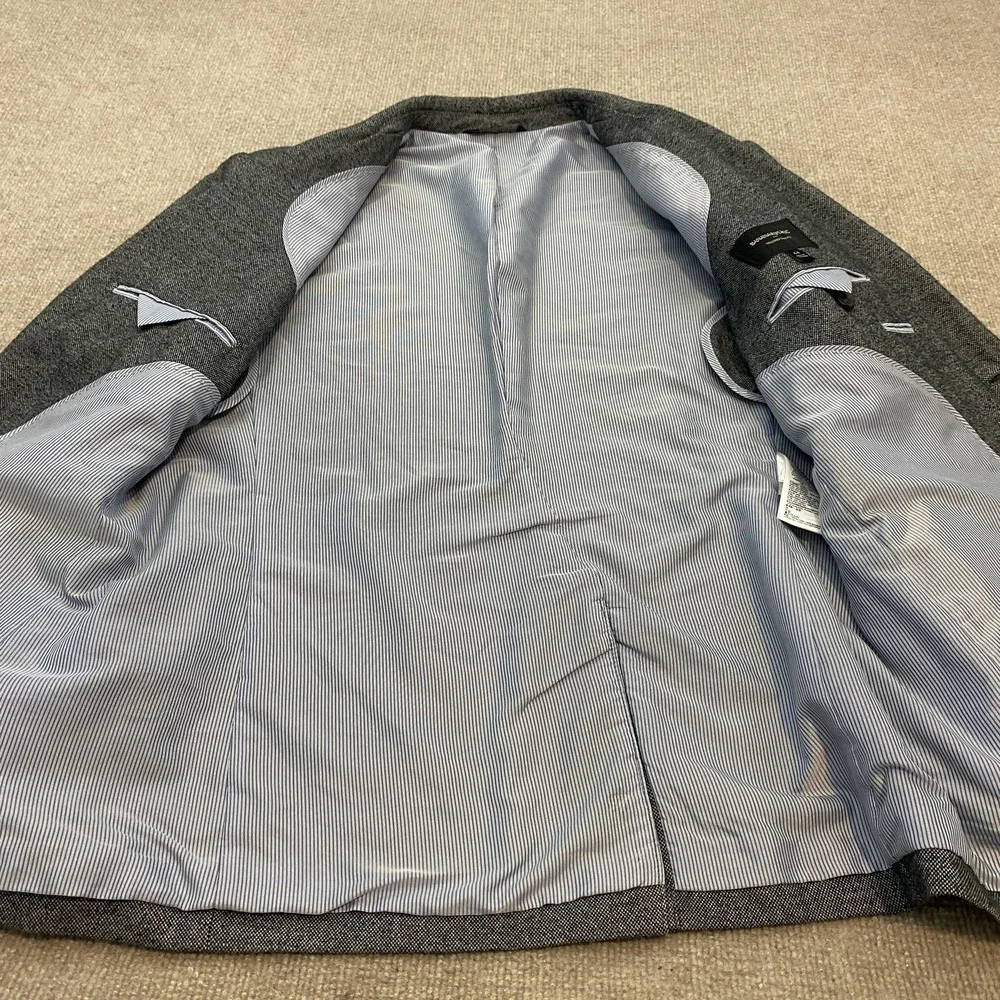Banana‎ Republic Blazer Mens 44 Gray Check Tailored Slim Fit Sport Coat Jacket